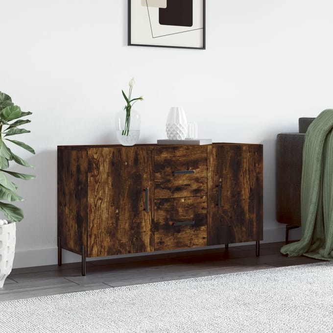 vidaXL - Dressoir - 100x36x60 - cm - bewerkt - hout - gerookt - eikenkleurig