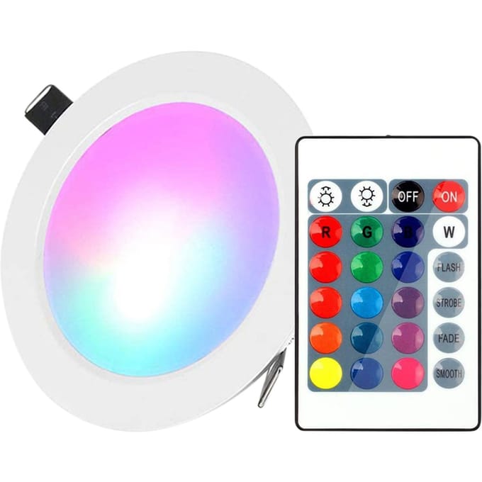 5W LED-inbouwspot met IR-afstandsbediening, 16 kleuren en 4 knipperstanden, dimbaar 12W light & remote