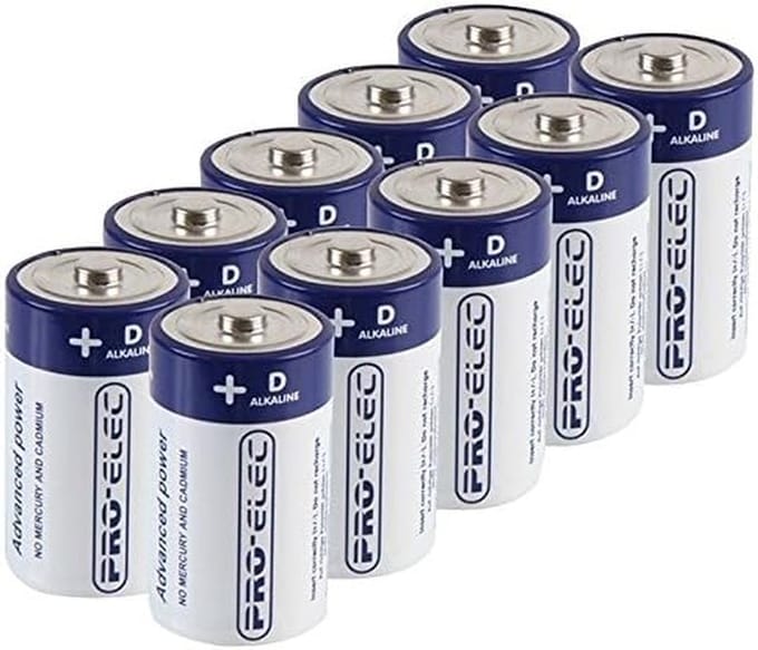 Batterijen - D-formaat - Apparaten Voeden - 5 Jaar Houdbaarheid - 10 Stuks - Grijs
