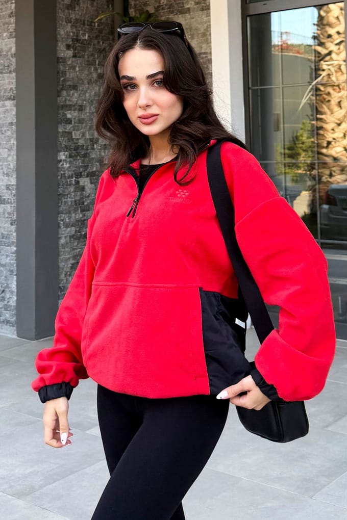 Oversized Half-zip Pluche Sweatshirt