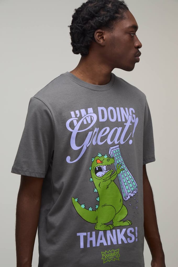 Regular Rugrats Reptiel Licentie Print T-shirt | Charcoal | Size Medium