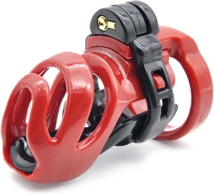BRUTUS Cyborg Cage - Chastity Cage Kuisheidskooi - Zwart/Rood
