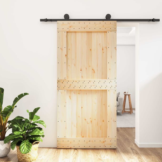 vidaXL - Schuifdeur - 100 - x - 210 - cm - Massief - Pine - Hout - (Onbehandeld)