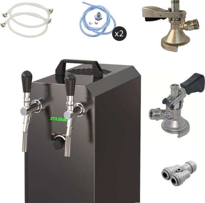 Complete set - Biertap - STREAM 50K - 2-lijns, tot 55 liter/uur - met Fustkoppeling Type A, Type М
