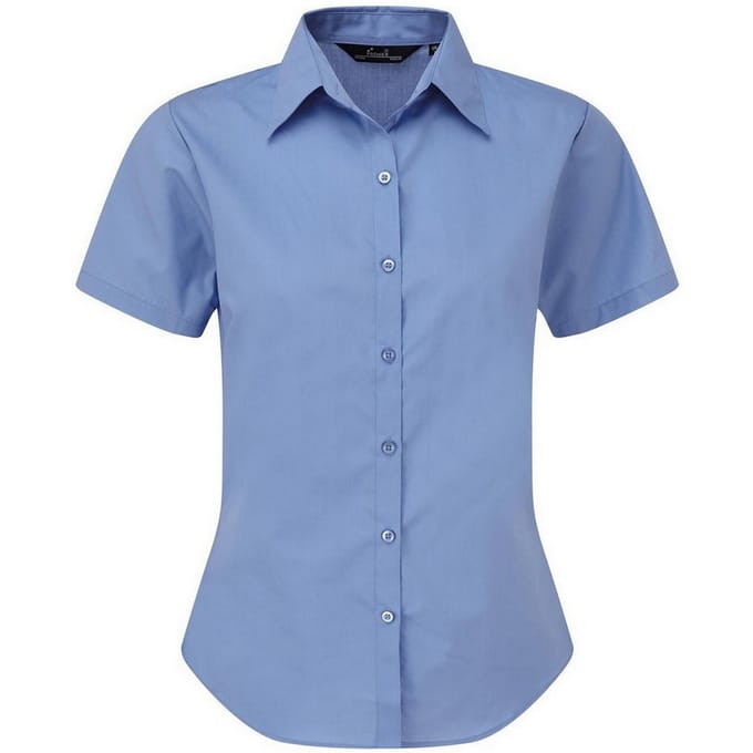 Premier Popeline blouse met korte mouwen / Gewoon werkoverhemd (Middenblauw)