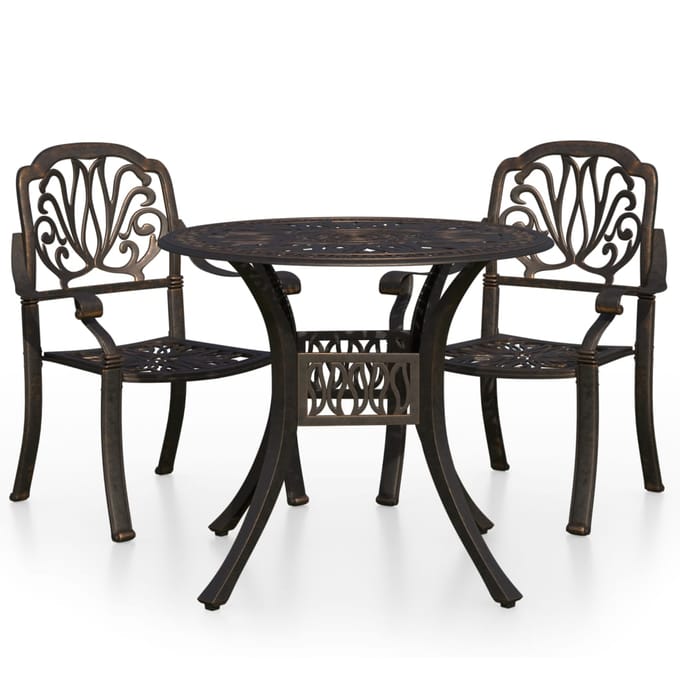 vidaXL - 3-delige - Bistroset - gietaluminium - bronskleurig