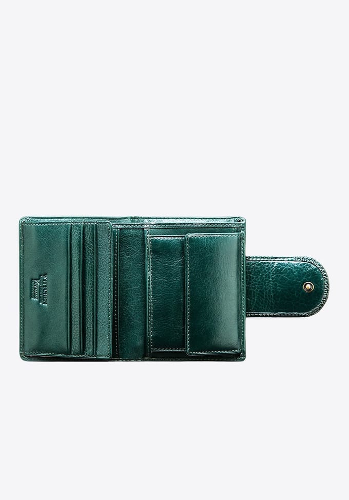 Wittchen Florence - Damesportemonnee - Donkergroen - Patent Leer - Decoratieve Sluiting