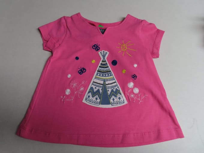 T shirt - Korte mouw - Meisjes - Roze - Tipi - 12 maand 1 jaar