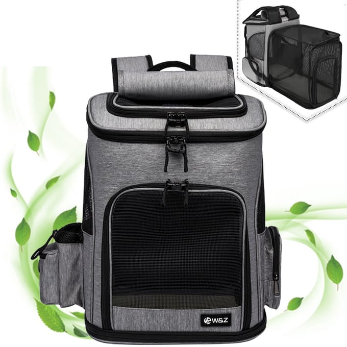 W&Z Luxe hondenrugzak - 8kg - Draagtas Hond - Kat - Grijs