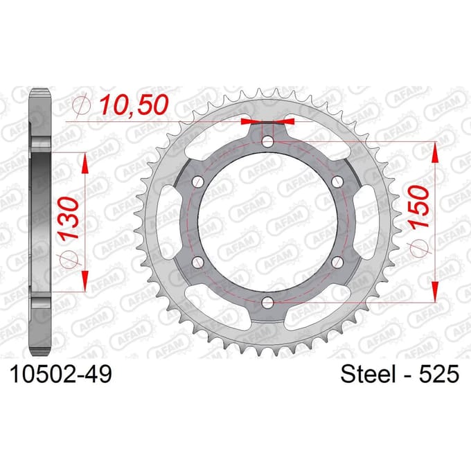 Stalen tandwiel Afam 525 49 dents