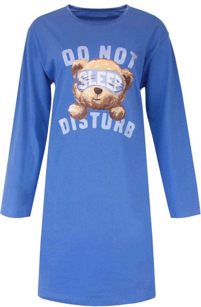 Temptation Dames Big Shirt - Lange Mouwen - Blauw - Maat S