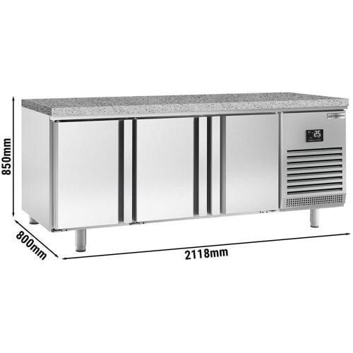 GGM Gastro Bakkerij koelwerkbank PREMIUM PLUS - 2185x800mm - 610 liter - met 6 deuren - doorgeefmodel - granieten werkblad