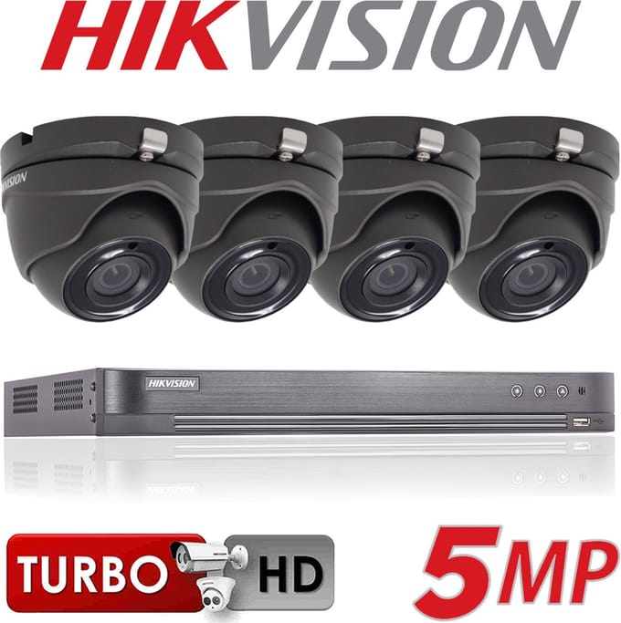 Kit HIKVISION 5 MP AUDIO DVR 8 CH HD - 4x Audio Turret Camera 5MP ZWART - 1TB MAX 8 CAMERA'S