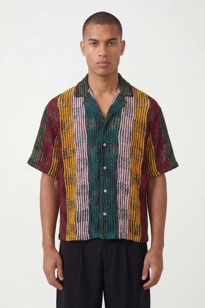 Oversized Boxy Shirt Met Patchwork Haakwerk | Size Small