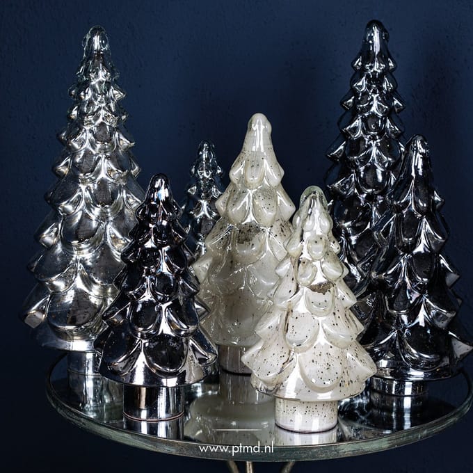 PTMD Quinty XL Kerstboom - H50 x Ø23 cm - Glas - creme