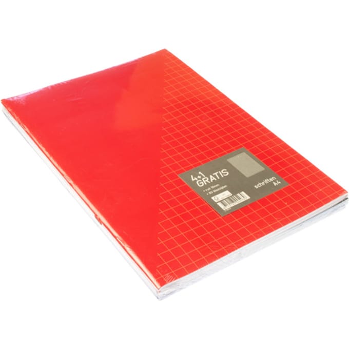Kangaro Schrift - A4 - ruit - 10x10mm - 80 pagina's - 60 grams - assorti - 5 stuks