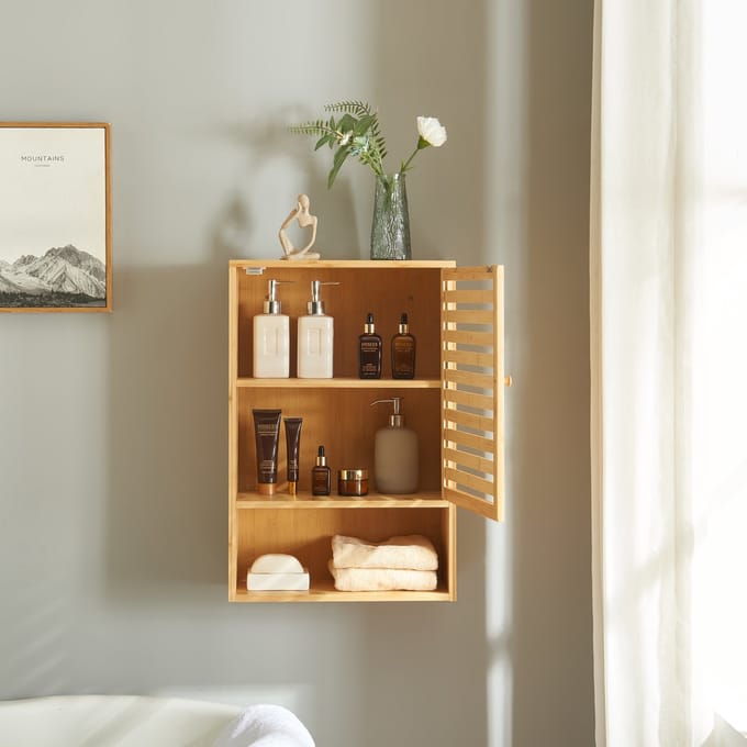 Badkamerkast Gjesdal 60x40x20 cm bamboe naturel [en.casa]