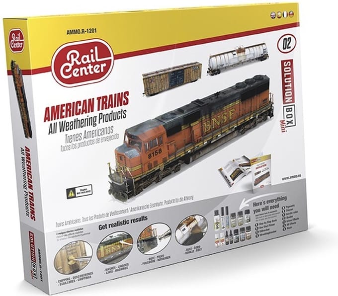 AMMO by Mig Jimenez Modelbouwdecoratie - MIG R1201 American Trains Weathering - Solution Box Rail Center Effecten set