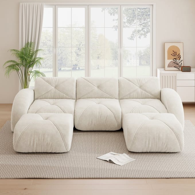 MODFU Modulaire Bank - Frameloos - Flexibele Opstelling - Modern - Woonkamer - Chenille - Wit