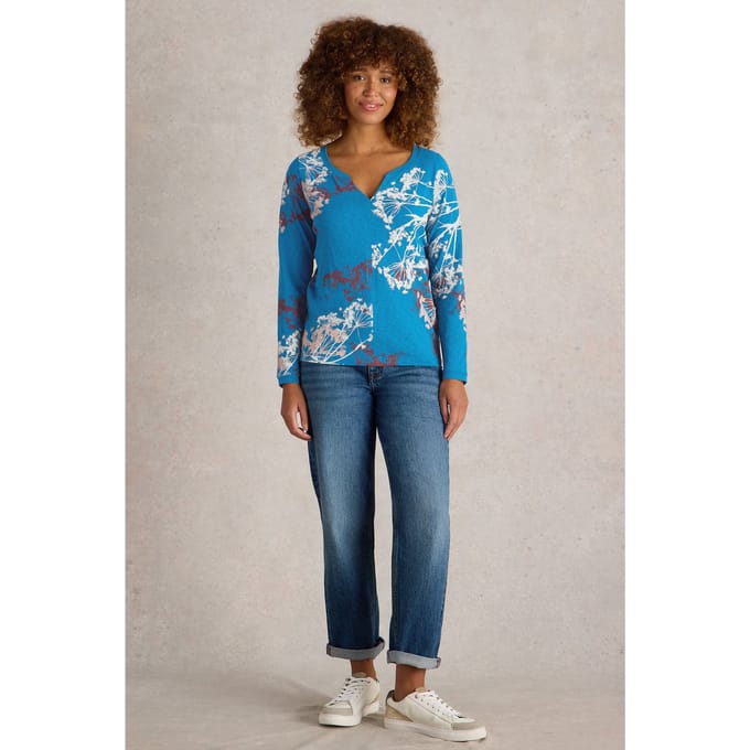 White Stuff Nelly Ls Tee Blue Multi Taglia: 10 | Maglie a manica lunga Outlet | Donna | Blu