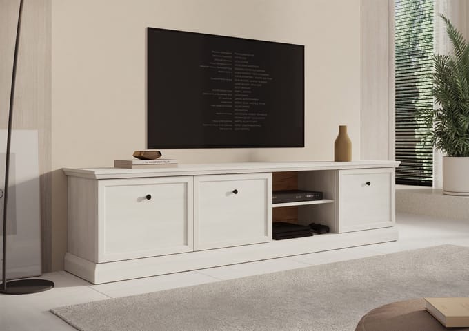 Meubella - TV-Meubel Leroy - Wit eiken - 206 cm