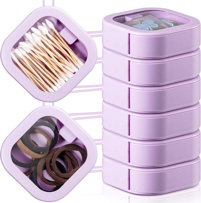 Set van 6 Draagbare Opbergers voor Haaraccessoires en Wattenstaafjes