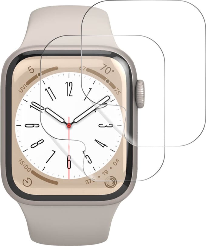iMak, Set van 2 Screenprotectors Geschikt voor Apple Watch Series 8 41mm, Transparant