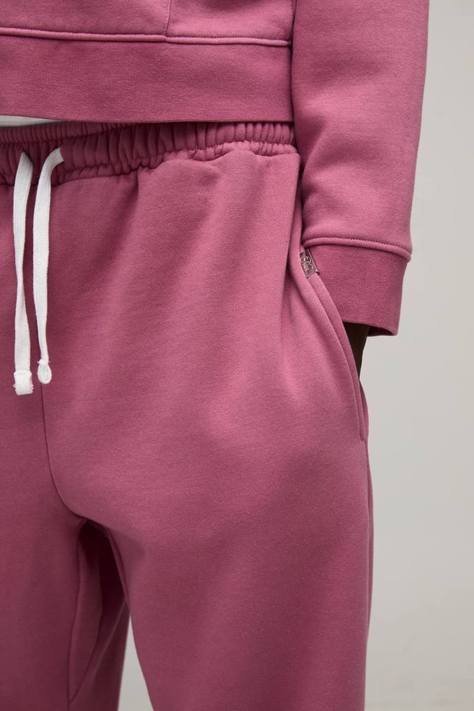 Essentiële Gewassen Baggy Lage Kruis Joggingbroek | Washed Pink | Size Medium
