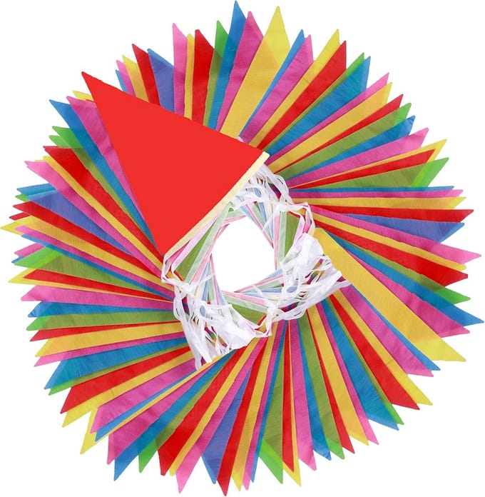 Lange Wimpelketting 80 Meter met 150 Driehoekige Vlaggen - Multicolor Feestdecoratie