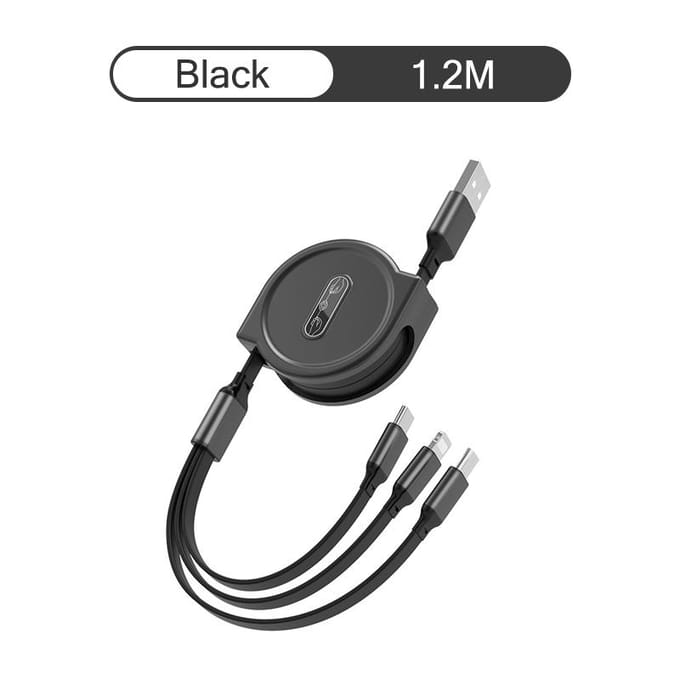 Câble de Charge USB rétractable 3 en 1, 2,4 a, Charge rapide, pour XiaoMi HuaWei Samsung, câble de Charge Portable, Micro type-c vert
