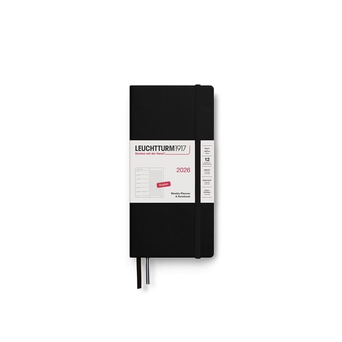 Leuchtturm1917 Weekly Planner&Notebook Dotted Wallet (B6+ x A6) 2026 hardcover Black
