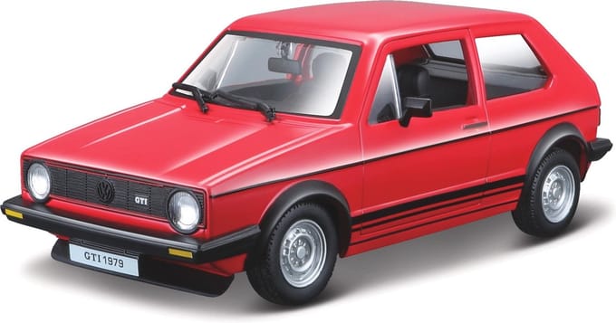 Bburago Modelauto Volkswagen Golf MK1 - rood - 15 cm - schaal 1:24
