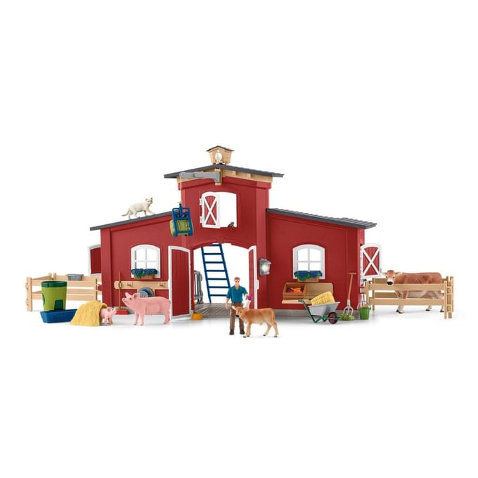 schleich FARM WORLD - Grote stal, rood - Boerderij Speelgoed - 42606