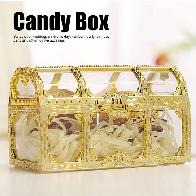 12 stuks Holle Snoepdoos Chocolade Container Ornament Cadeaupot Decoratie voor Bruiloftsfeest Goud 7cm white