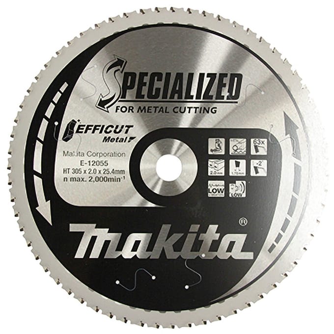 Makita EFFICUT ref.305x254x63Z E-12055 Makita E-12055 Diameter:305 mm Aantal tanden:63 Dikte:1.75 mm