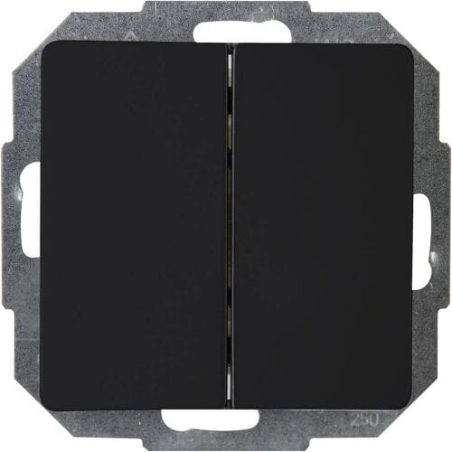 Kopp Serieschakelaar - Dubbele Knoppen - Mat Zwart - Thermoplast - IP20