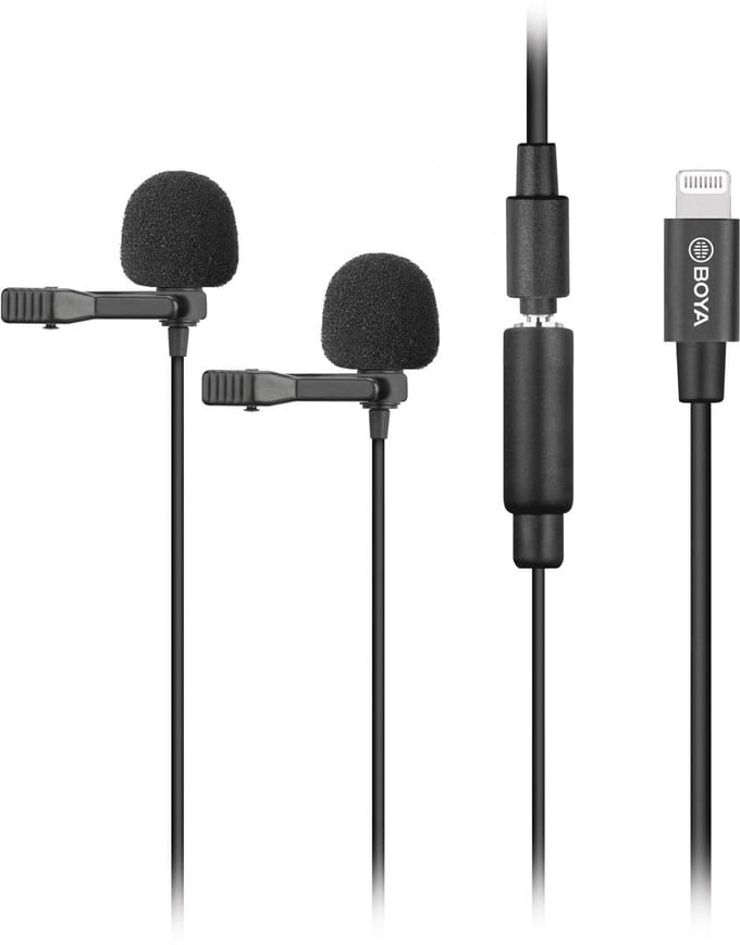 Boya BY-M2D Duo Clip-on Lavalier Microfoon voor iOS