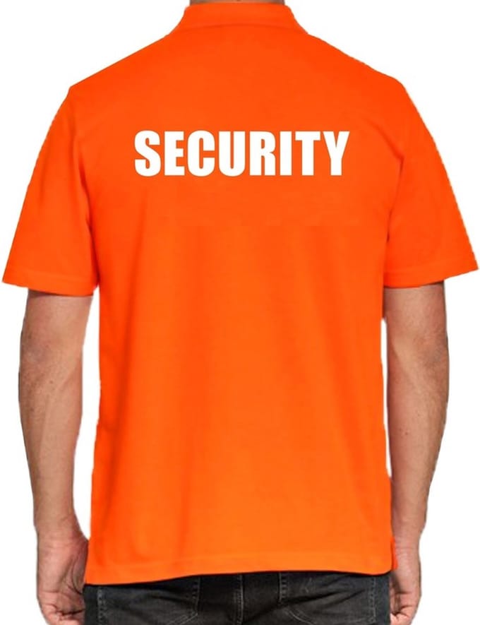 Security poloshirt oranje voor heren - beveiliger polo t-shirt S