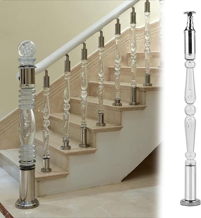 Trap Baluster - Leuningstaaf Spindel - Trap Decoratie - Aanpasbare Lengte - 60-150 cm - Transparant Zilver