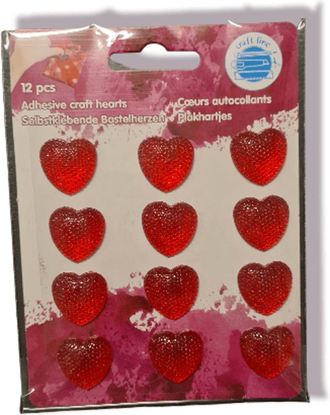 3D stickers hart rood , strass hobby plakkers