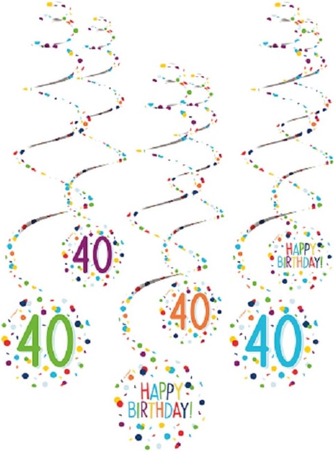 Amscan Spiraalslingers 40 Confetti Birthday 61 Cm Papier 6 Stuks