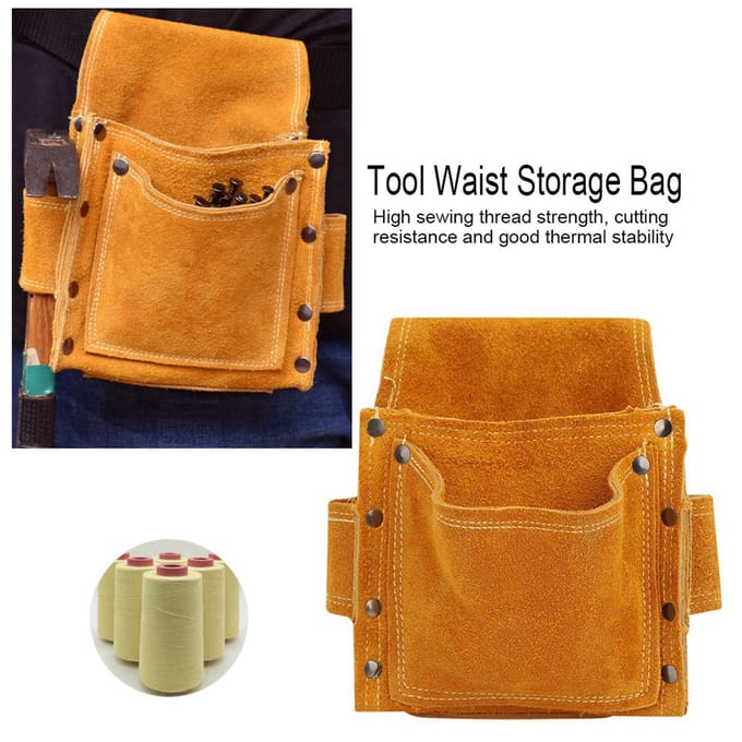 Gereedschapsheuptas Multifunctioneel Draagbaar Verdikt Rundleer Hardware Gereedschapsopbergkit orange