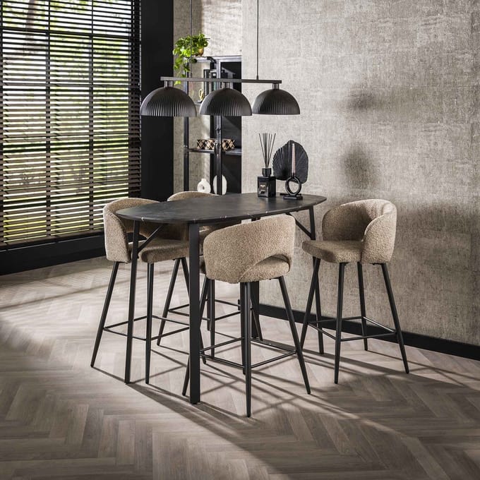 Deens Ovaal Bartafel Jade 140 cm Zwart Keramiek Look