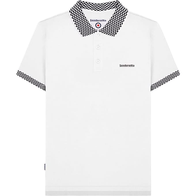 Lambretta Heren Twee Kleur Badge Polo Shirt (Wit)