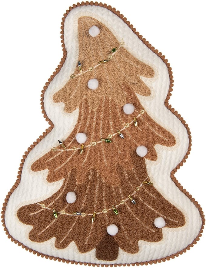 Clayre & Eef Sierkussen Kerstboom 33x40x4 cm Bruin Polyester