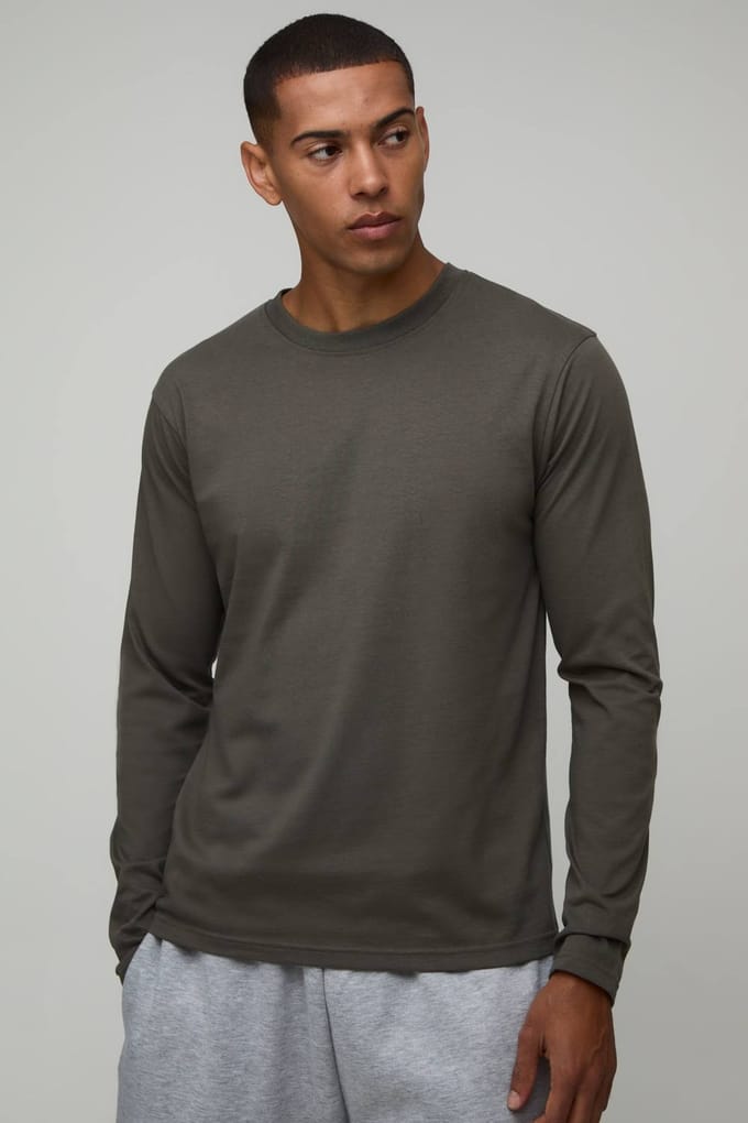 Essentieel Regular Fit Shirt Met Lange Mouwen | Khaki | Size Medium