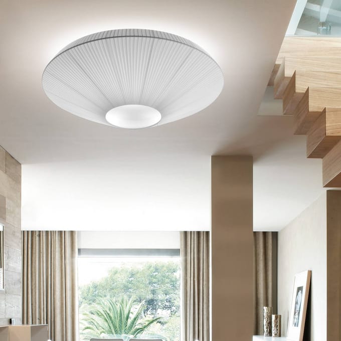 Bover plafondlamp Siam 120, hoogte 61 cm, nikkel/wit