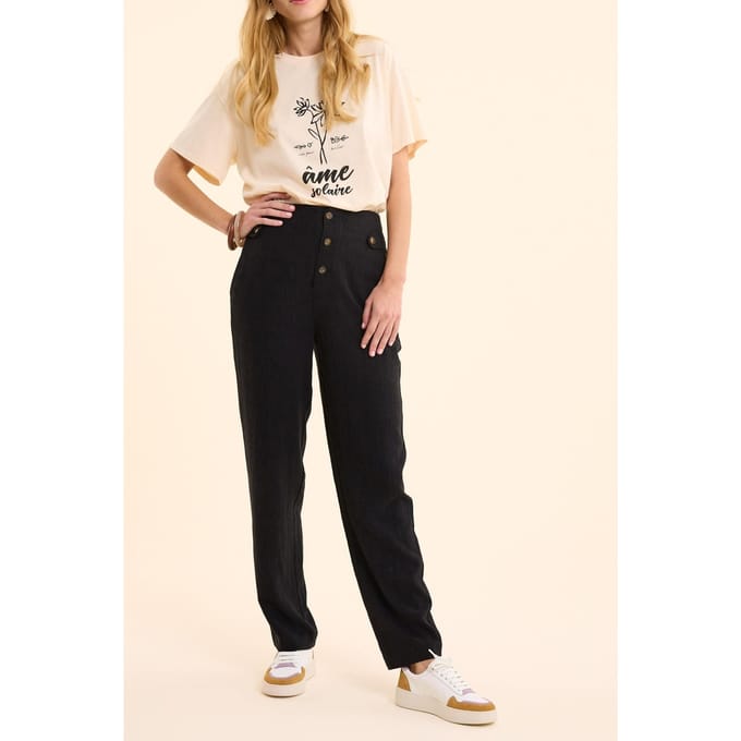 ICode Black Cotton Linen Suit Pants Black Taglia: 34 | Pantaloni da completo Outlet | Donna | Bianco