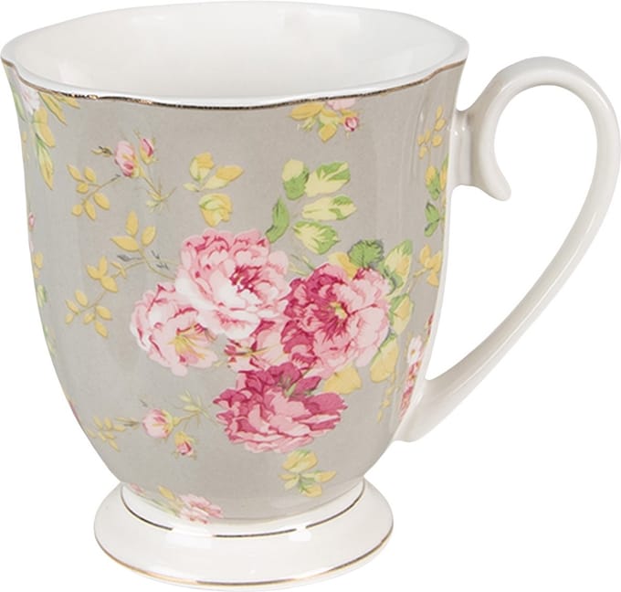 Clayre & Eef Mok 290 ml Groen Wit Porselein Bloemen