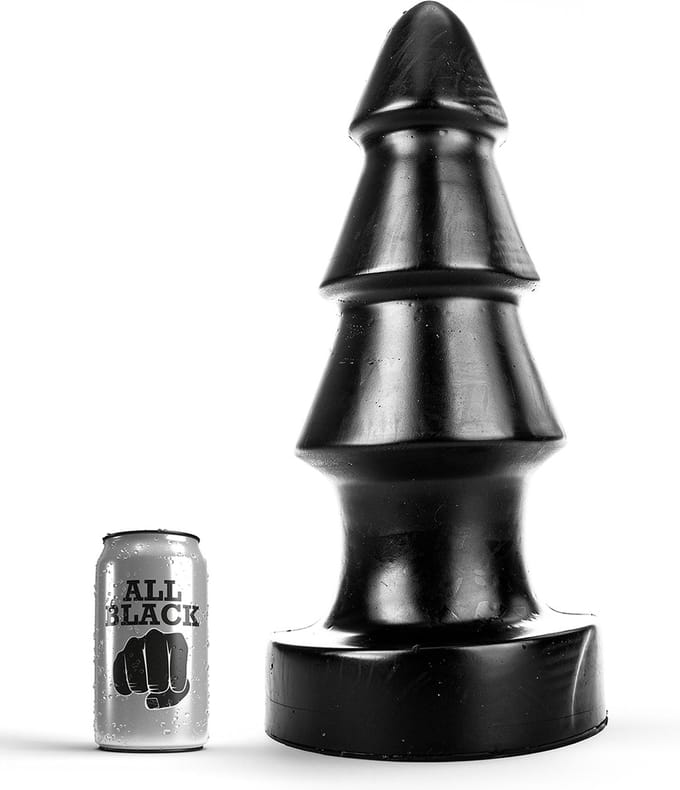 All Black XXL Buttplug met ribbels 40 cm - zwart
